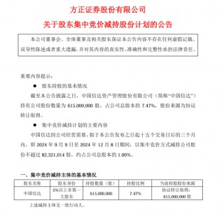 第四次推出减持计划，方正证券要被抛售？