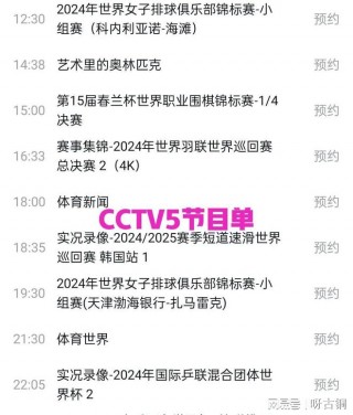 央视cctv5节目单(cctv中央一台节目表)