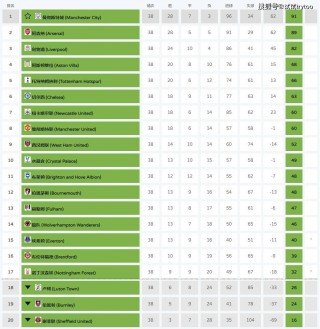 英超联赛的最新排名(英超联赛最新排名积分榜前十名)