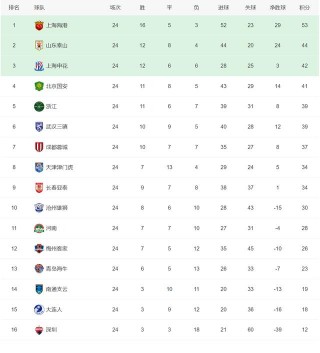2023年中超积分榜(2023年中超积分榜最新)