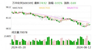 万华化学：上半年净利润同比下降4.6% 拟10派5.2元