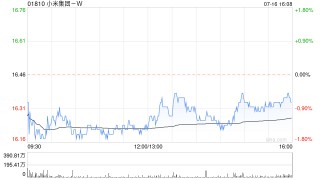 小米集团-W7月16日斥资4906.13万港元回购300万股