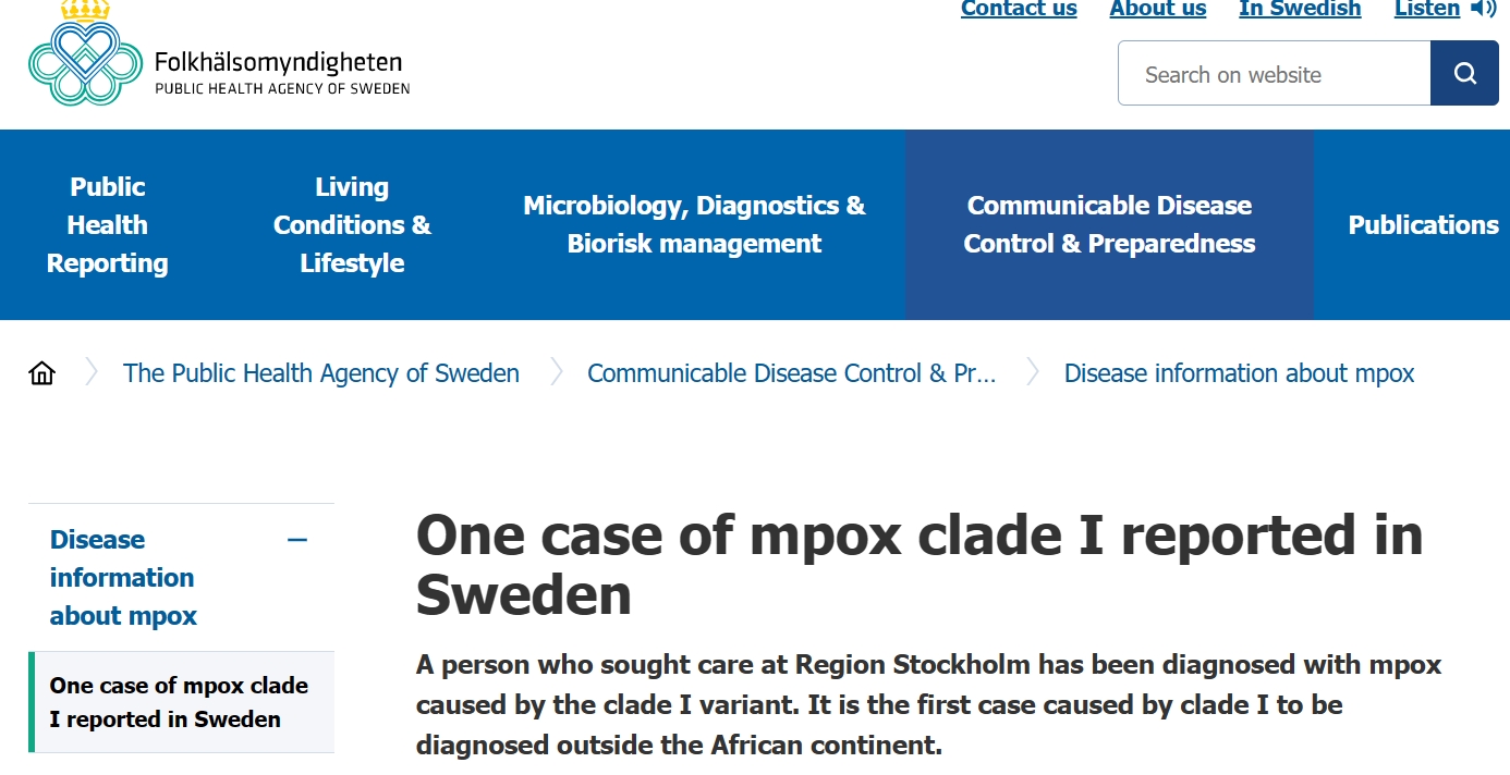 已向非洲以外蔓延！瑞典发现首例猴痘变异株感染病例  第1张