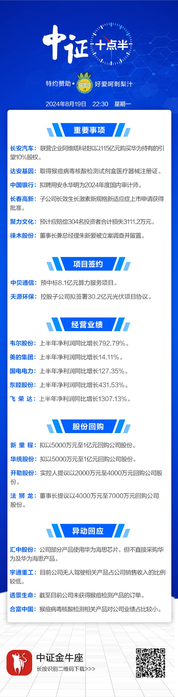 【中证十点半】多家公司出手回购！徕木股份董事长被立案调查  第1张