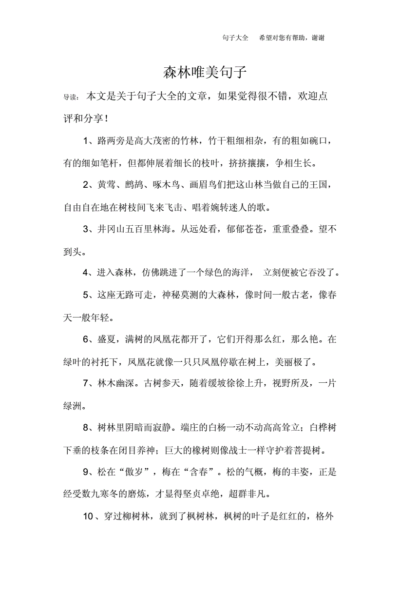 形容森林的词语(形容森林的词语 4个字)  第1张