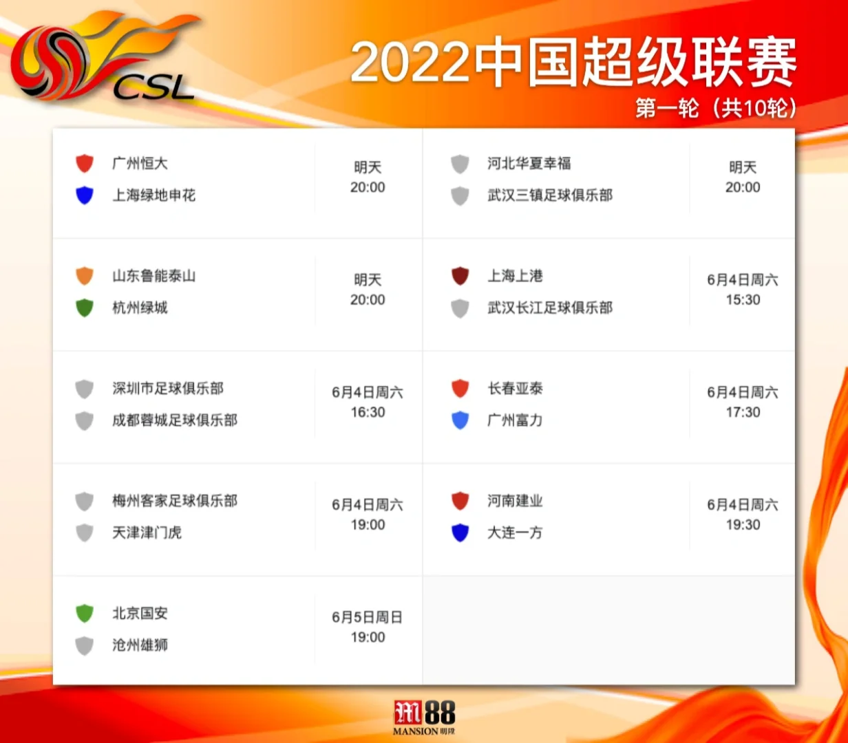 2022年中超联赛最新赛程表(2022年中超联赛最新赛程表图片)  第2张