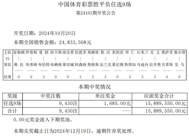 最新胜负彩开奖结果查询(最新胜负彩开奖结果查询第24103斯)  第1张