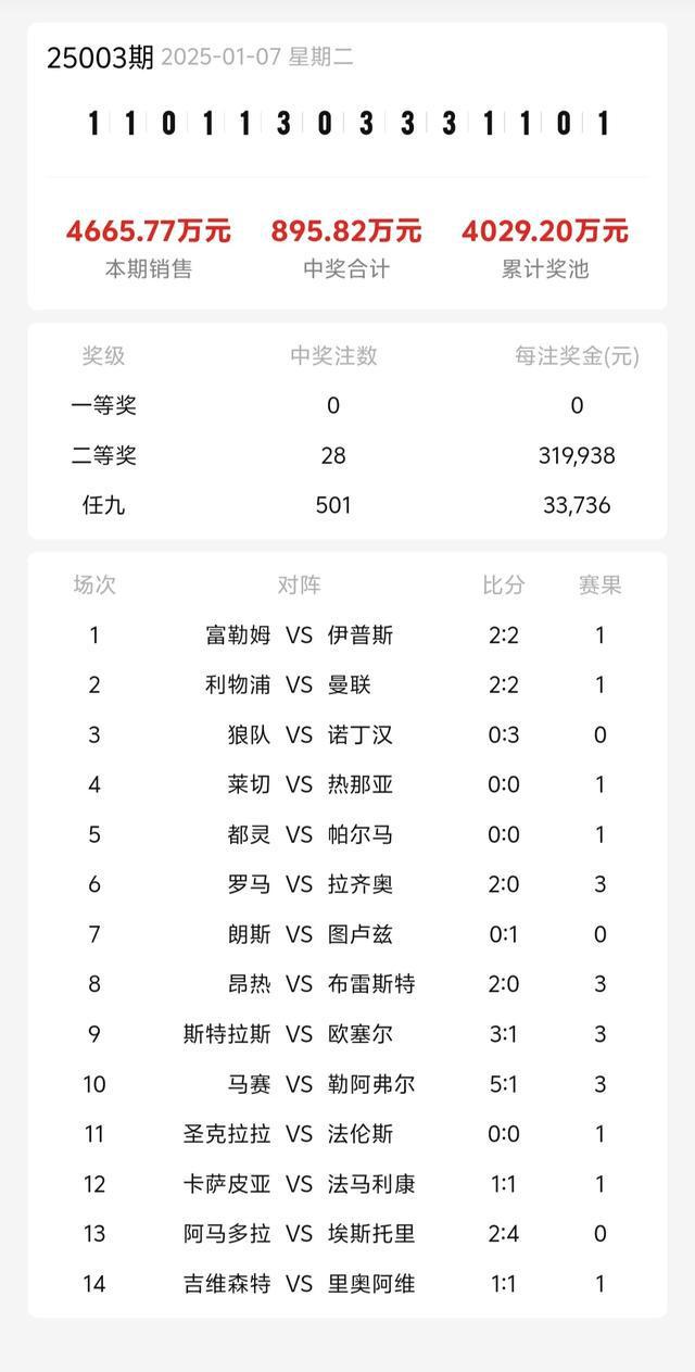 足彩开奖结果查询果(足彩开奖结果查询奖金最新)  第2张