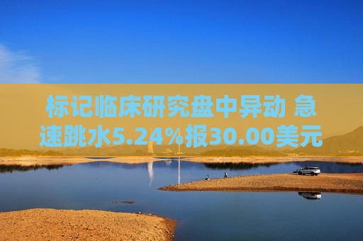 标记临床研究盘中异动 急速跳水5.24%报30.00美元