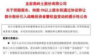 龙高股份拟引战紫金矿业，三名股东合计转让20%股份