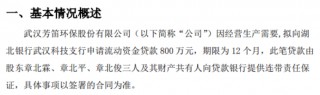 芳笛环保拟向银行申请800万贷款 股东章北霖、章北平、章北俊三人及财产共有人提供连带责任保证