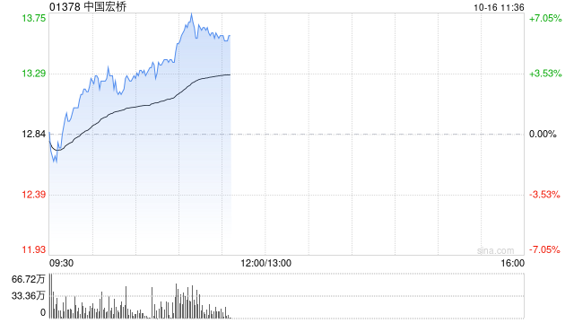 中国宏桥早盘涨幅持续扩大 股价现涨逾6%  第1张