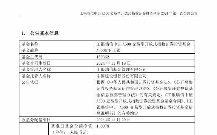 A500ETF，首次分红！  第1张